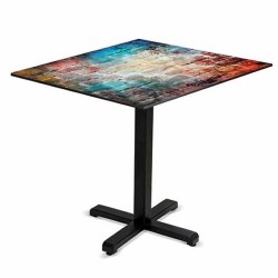 Yağlı Boya Görünümlü Tablalı Metal Ayaklı Kare Kompakt Laminat Lüks Otel Cafe Restoran Masası İmalatı Yağlı Boya Görünümlü Tablalı Metal Ayaklı Kare Kompakt Laminat Lüks Otel Cafe Restoran Masası İmalatı