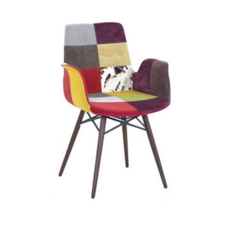 Mixed Colored Fabric Upholstered Polyurethane Chair