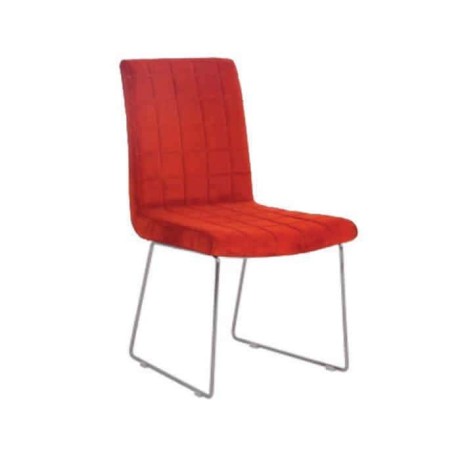 Red Leather Sliced Polyurethane Cafe Chair