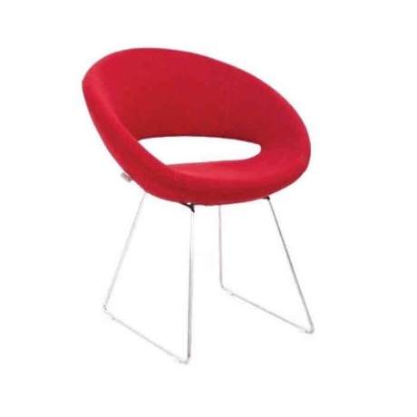 Chromium Polyurethane Chair with Red Leather Upholstered