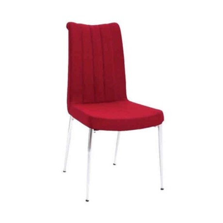 Red Leather Upholstered Chrome Leg Chair