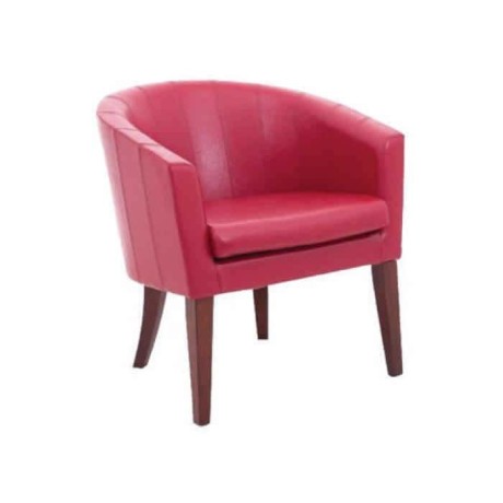 Red Leather Upholstered Polyurethane Hotel Armchair