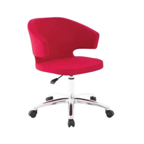 Chrome Leg Polyurethane Arm Chair with Red Arm