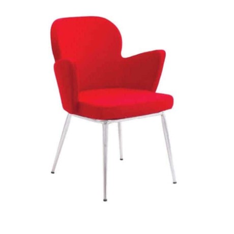 Red Fabric Upholstered Chrome Pipe Polyurethane Chair