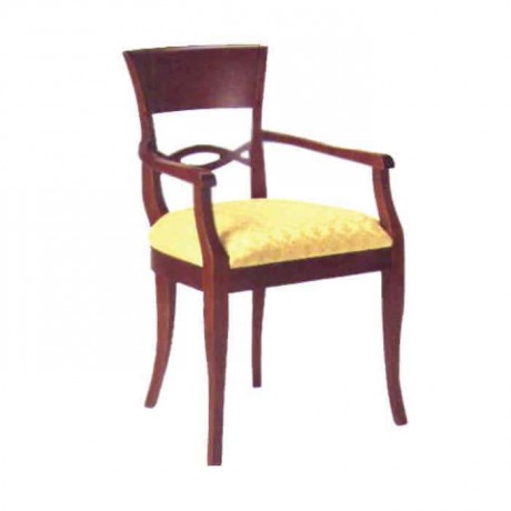 Klasik Ahşap Kollu Sandalye Bej Kumaşlı 