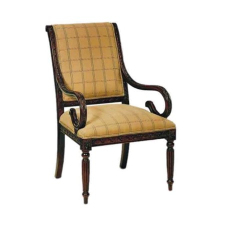 Classic Wooden Armchair with Walnut Painted