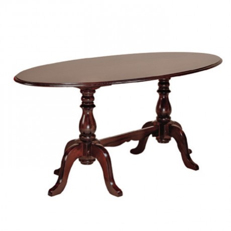 Oval Table Top Lathed Leg Classic Hotel Lobby Table