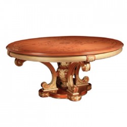 Classic Rounded Dining Table with Carved Turning Leg