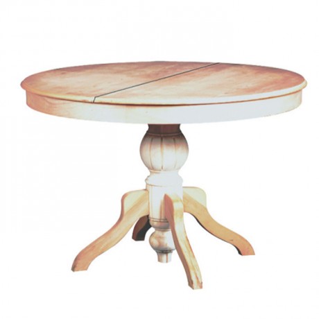 Round Classic Table with Patine Painted Turned Leg