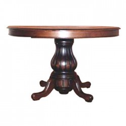Carved Round Table with Turned Leg