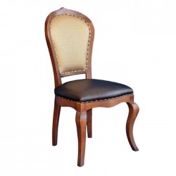 Antiqued Black Leather Wooden Classic Chair