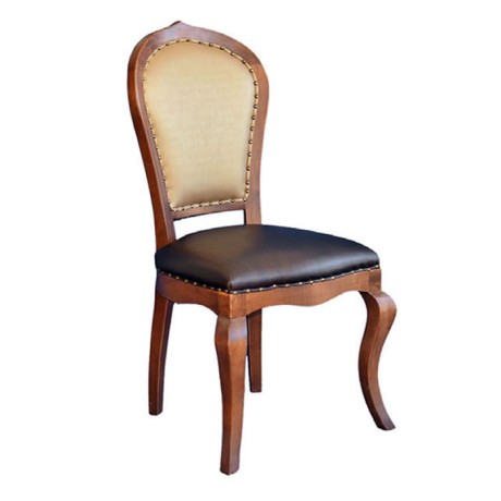 Antiqued, Black Leather Wooden Classic Chair