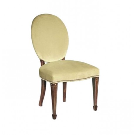 Bej Kumaşlı Ahşap Renkli Klasik Tornalı Sandalye