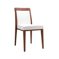Chair for restaurant, cafe and hotel with white leather upholstery Chair for restaurant, cafe and hotel with white leather upholstery
