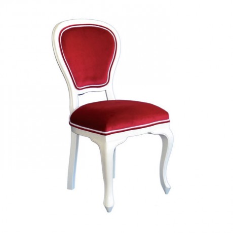 White Lacquered Bordo Velvet Fabric Classic Chair