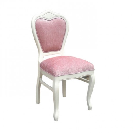White Lacquered Pink Fabric Classic Home Hotel Chair