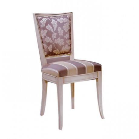 Beyaz Patineli Boyalı Desenli Kumaşlı Klasik Sandalye