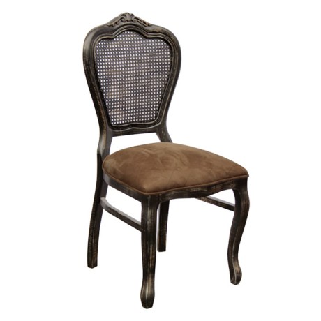 Hazeran Backed Tumbled Classic Black Wood Wicker Restaurant Kitchen Home Chair