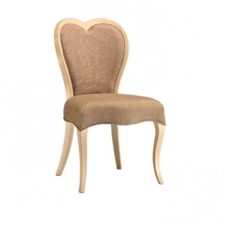 Kalpli Sırtlı Bej Kumaşlı Klasik Sandalye