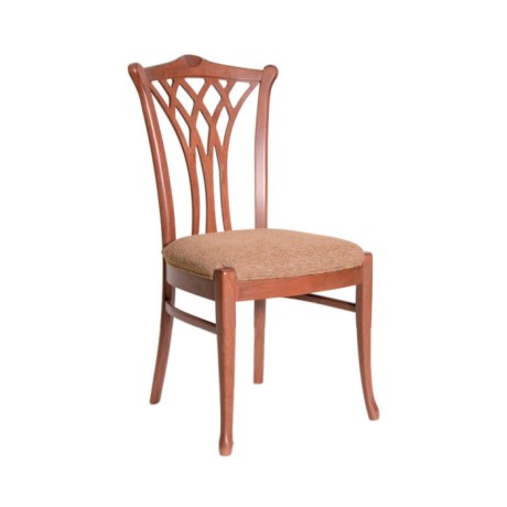 Klassischer Holzstuhl Beige Gepolsterter Stuhl Klassischer Holzstuhl Beige Gepolsterter Stuhl