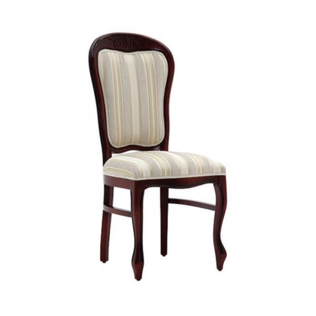Koyu Eskitme Beyaz Fitilli Kumaşlı Klasik Sandalye