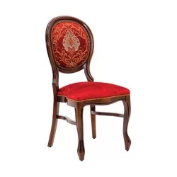 Lukens Ayak Kırmızı Damasklı Klasik Sandalye