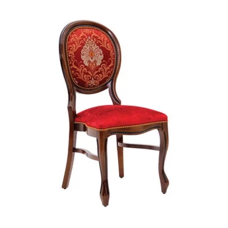 Lukens Ayaqlı Qırmızı Damask Parçalı Klassik Stul Lukens Ayaqlı Qırmızı Damask Parçalı Klassik Stul