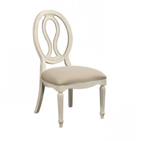Oval Backrest White Lake Painted Wooden Classic Chair