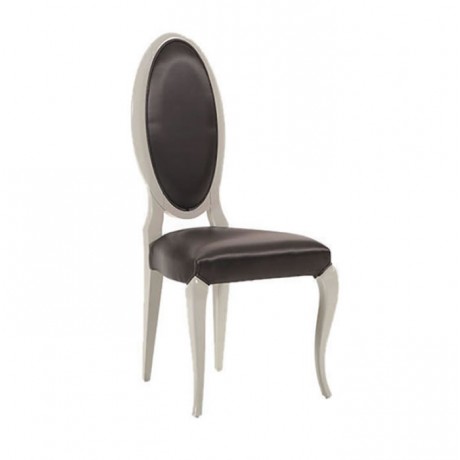 Oval Backrest White Lacquered Painted Leg Classic Chair