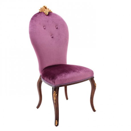 Lukens Leg Classic Chair with Oval Backrest Purple Fabric