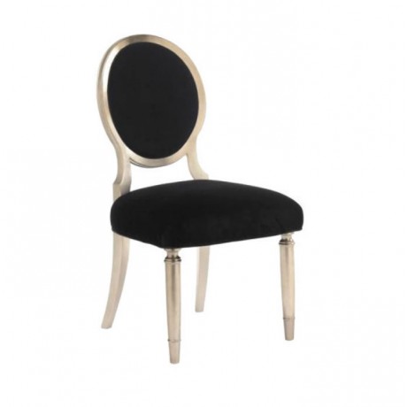 Oval Backrest Black Upholstered Chair with Turned Leg
