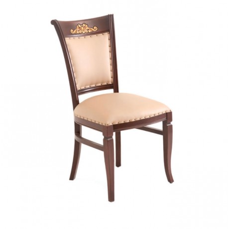 Carving Dark Antique, Polished Cream Wooden, Wooden Chair
