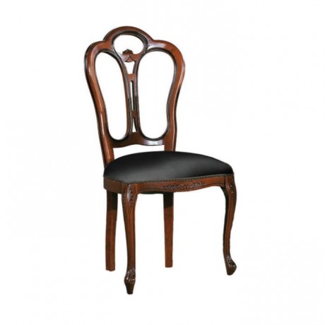 Carving Wooden Classic Chair with Black Cushion
