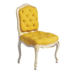 Yellow Fabric Upholstered Quilted White Lake Classic Chair