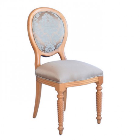 Wooden Classic Chair with Turned Twist Leg, Natural Painted