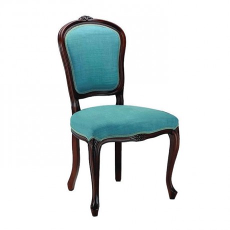 Turquoise Fabric Dark Antiqued Lukens Chair