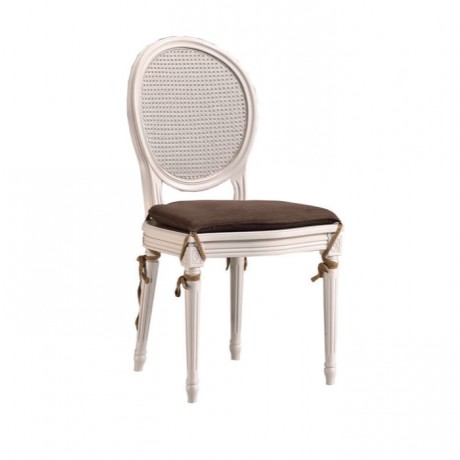 Round Backed Turned Leg Lacquered White Chair