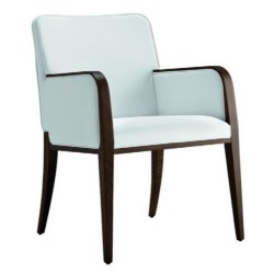 Beyaz Kumaşlı Ahşap Renkli Modern Kollu Sandalye Beyaz Kumaşlı Ahşap Renkli Modern Kollu Sandalye