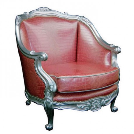 Bordeaux Leather Silver Painted Bergere