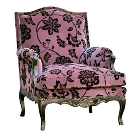 Classic Berjer with Patterned Fabric Classic Berjer with Patterned Fabric