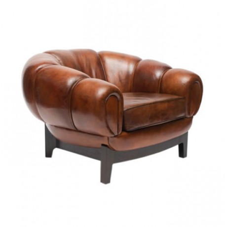 Brown Leather Wooden Berjer