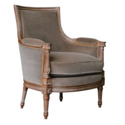 Brown Upholstered Bergere