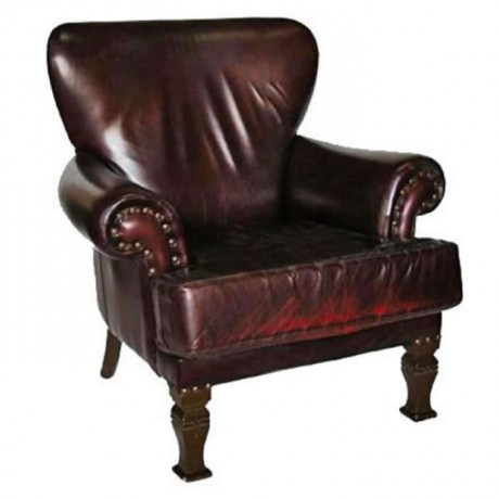 Brown Leather Bergere