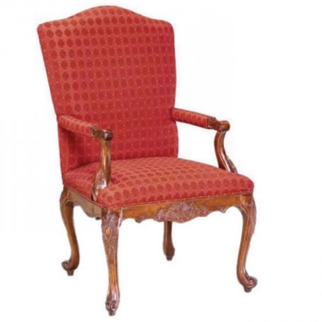 Red Upholstered Carved Bergere