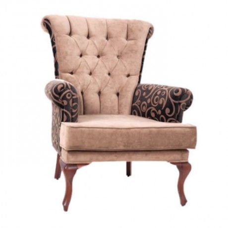Fabric Upholstered Bergere with P-Arm