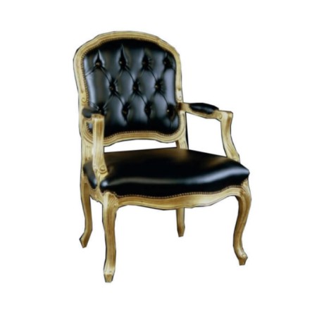 Black Leather Gold Polished Bergere