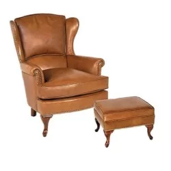 Bergère classique en cuir marron clair