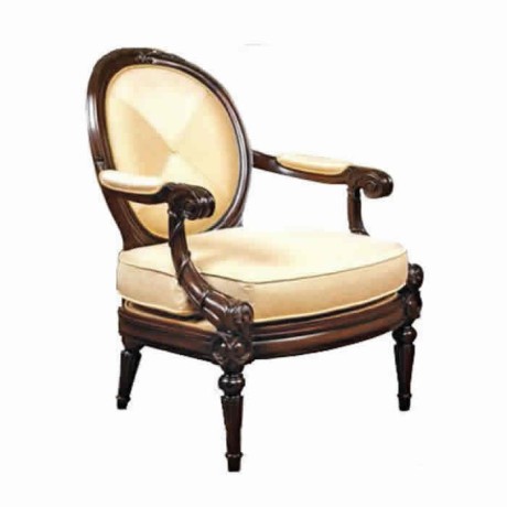 Lathe Leg Beige Upholstered Bergere