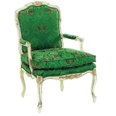 Classic Bergere with Green Fabric Classic Bergere with Green Fabric