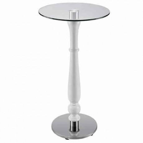 White Painted Lathe Leg Glass Table with Bistro